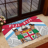 Australia South Sea Islanders Doormat - Fiji In Fijian Tapa Pattern Coat Of Arms Symbol Doormat