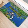 Australia  South Sea Islanders Doormat - Solomon Islands Symbol In Polynesian Patterns With Tropical Flowers Style Doormat