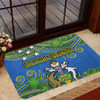 Australia  South Sea Islanders Doormat - Solomon Islands Symbol In Polynesian Patterns With Tropical Flowers Style Doormat