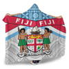 Australia South Sea Islanders Hooded Blanket - Fiji In Fijian Tapa Pattern Coat Of Arms Symbol Hooded Blanket