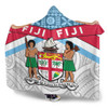 Australia South Sea Islanders Hooded Blanket - Fiji In Fijian Tapa Pattern Coat Of Arms Symbol Hooded Blanket