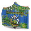 Australia  South Sea Islanders Hooded Blanket - Solomon Islands Symbol In Polynesian Patterns With Tropical Flowers Style Hooded Blanket