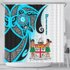 Australia  South Sea Islanders Shower Curtain - Fiji With Polynesian Tapa Patterns And Coat Of Arms Symbol Shower Curtain