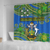 Australia  South Sea Islanders Shower Curtain - Solomon Islands Symbol In Polynesian Patterns With Tropical Flowers Style Shower Curtain