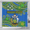 Australia  South Sea Islanders Shower Curtain - Solomon Islands Symbol In Polynesian Patterns With Tropical Flowers Style Shower Curtain