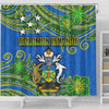 Australia  South Sea Islanders Shower Curtain - Solomon Islands Symbol In Polynesian Patterns With Tropical Flowers Style Shower Curtain
