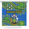 Australia  South Sea Islanders Shower Curtain - Solomon Islands Symbol In Polynesian Patterns With Tropical Flowers Style Shower Curtain