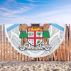 Australia South Sea Islanders Beach Blanket - Fiji In Fijian Tapa Pattern Coat Of Arms Symbol Beach Blanket