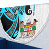 Australia  South Sea Islanders Beach Blanket - Fiji With Polynesian Tapa Patterns And Coat Of Arms Symbol Beach Blanket