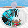 Australia  South Sea Islanders Beach Blanket - Fiji With Polynesian Tapa Patterns And Coat Of Arms Symbol Beach Blanket