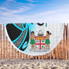 Australia  South Sea Islanders Beach Blanket - Fiji With Polynesian Tapa Patterns And Coat Of Arms Symbol Beach Blanket