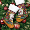 Brisbane Broncos Christmas Stocking - Merry Christmas Our Beloved Team With Aboriginal Dot Art Pattern