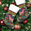 Penrith Panthers Christmas Stocking - Merry Christmas Our Beloved Team With Aboriginal Dot Art Pattern (Black)
