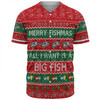 Australia Christmas Custom Baseball Shirt - Merry Fishmas All I Want is a Big Fish Baseball Shirt