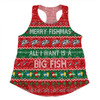 Australia Christmas Custom Women Racerback Singlet - Merry Fishmas All I Want is a Big Fish Women Racerback Singlet