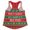 Australia Christmas Custom Women Racerback Singlet - Merry Fishmas All I Want is a Big Fish Women Racerback Singlet