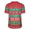 Australia Christmas Custom Rugby Jersey - Merry Fishmas All I Want is a Big Fish Rugby Jersey