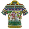 Australia Christmas Custom Zip Polo Shirt - Six White Boomers Zip Polo Shirt