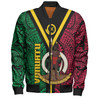 Australia South Sea Islanders Bomber Jacket - Vanuatu Polynesian Flag With Coat Of Arm Bomber Jacket