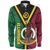 Australia South Sea Islanders Long Sleeve Shirt - Vanuatu Polynesian Flag With Coat Of Arm Long Sleeve Shirt