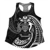 Australia South Sea Islanders Women Racerback Singlet - Solomon Islands White Tribal Wave Pattern Women Racerback Singlet