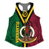 Australia South Sea Islanders Women Racerback Singlet - Vanuatu Polynesian Flag With Coat Of Arm Women Racerback Singlet