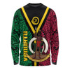 Australia South Sea Islanders Long Sleeve T-shirt - Vanuatu Polynesian Flag With Coat Of Arm Long Sleeve T-shirt