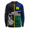 Australia South Sea Islanders Long Sleeve T-shirt - New Caledonia Flag Polynesian Tattoo Style Long Sleeve T-shirt