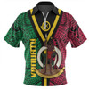 Australia South Sea Islanders Zip Polo Shirt - Vanuatu Polynesian Flag With Coat Of Arm Zip Polo Shirt