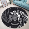 Australia South Sea Islanders Round Rug - Solomon Islands White Tribal Wave Pattern Round Rug