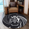 Australia South Sea Islanders Round Rug - Solomon Islands White Tribal Wave Pattern Round Rug