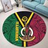 Australia South Sea Islanders Round Rug - Vanuatu Polynesian Flag With Coat Of Arm Round Rug