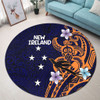 Australia South Sea Islanders Round Rug - New Ireland Flag With Polynesian Pattern Round Rug