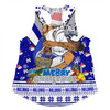 Canterbury-Bankstown Bulldogs Christmas Custom Women Racerback Singlet - Bulldogs Santa Aussie Big Things Women Racerback Singlet