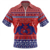 Australian Christmas Carol Christmas Zip Polo Shirt - Jingle Bells Ugly Style Zip Polo Shirt