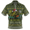 Australia Christmas Fishing Custom Zip Polo Shirt - We Fish You A Merry Christmas Zip Polo Shirt