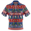 Australia Christmas Custom Zip Polo Shirt - Tropical Ugly Xmas Santa Dapping And Dancing Zip Polo Shirt