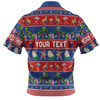 Australia Christmas Custom Polo Shirt - Tropical Ugly Xmas Santa Dapping And Dancing Polo Shirt