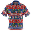 Australia Christmas Custom Polo Shirt - Tropical Ugly Xmas Santa Dapping And Dancing Polo Shirt