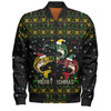 Australia Christmas Fishing Custom Bomber Jacket - Merry Fishmas Fishing Ugly Christmas Bomber Jacket