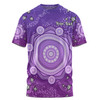 Australia Aboriginal Custom T-shirt - Purple Dot Painting Art Washo T-shirt