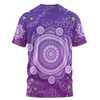 Australia Aboriginal Custom T-shirt - Purple Dot Painting Art Washo T-shirt