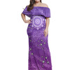 Australia Aboriginal Off Shoulder Long Dress - Purple Dot Painting Art Washo Dress