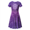 Australia Aboriginal Short Sleeve Summer Dress - Purple Dot Painting Art Washo Dress