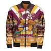 Brisbane Broncos Christmas Custom Bomber Jacket - Broncos Santa Aussie Big Things Christmas Bomber Jacket