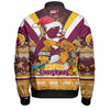 Brisbane Broncos Christmas Custom Bomber Jacket - Broncos Santa Aussie Big Things Christmas Bomber Jacket