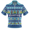 New South Wales Big Things Christmas Custom Zip Polo Shirt - The Big Banana And Blue Heeler Zip Polo Shirt