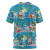 Australia Surfing Christmas T-shirt - Tropical Santa Surfing Funny T-shirt