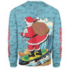 Australia Surfing Christmas Sweatshirt - Santa Happy Chrissie Tropical Pattern Sweatshirt