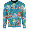 Australia Surfing Christmas Sweatshirt - Tropical Santa Surfing Funny Sweatshirt